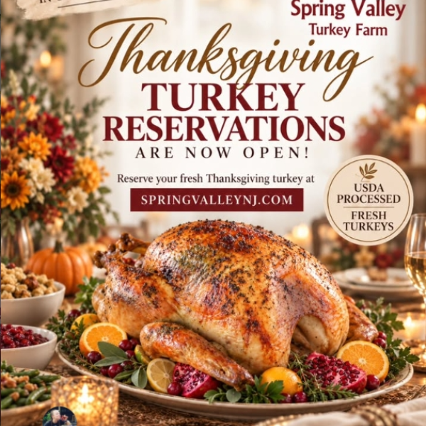 Reserve your Thanksgiving turkey from Spring Valley Turkey Farm in Old Bridge, NJ.