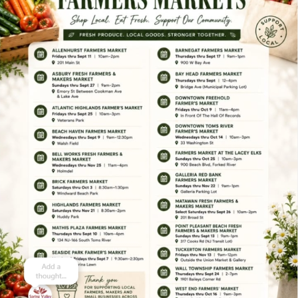 For fresh produce and homemade goods, there are so many wonderful markets to explore throughout Central Jersey!