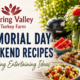Spring Valley Turkey Farm Memorial Day Weekend Recipes and Spring Entertaining Ideas graphic with picnic food and patriotic decor.
