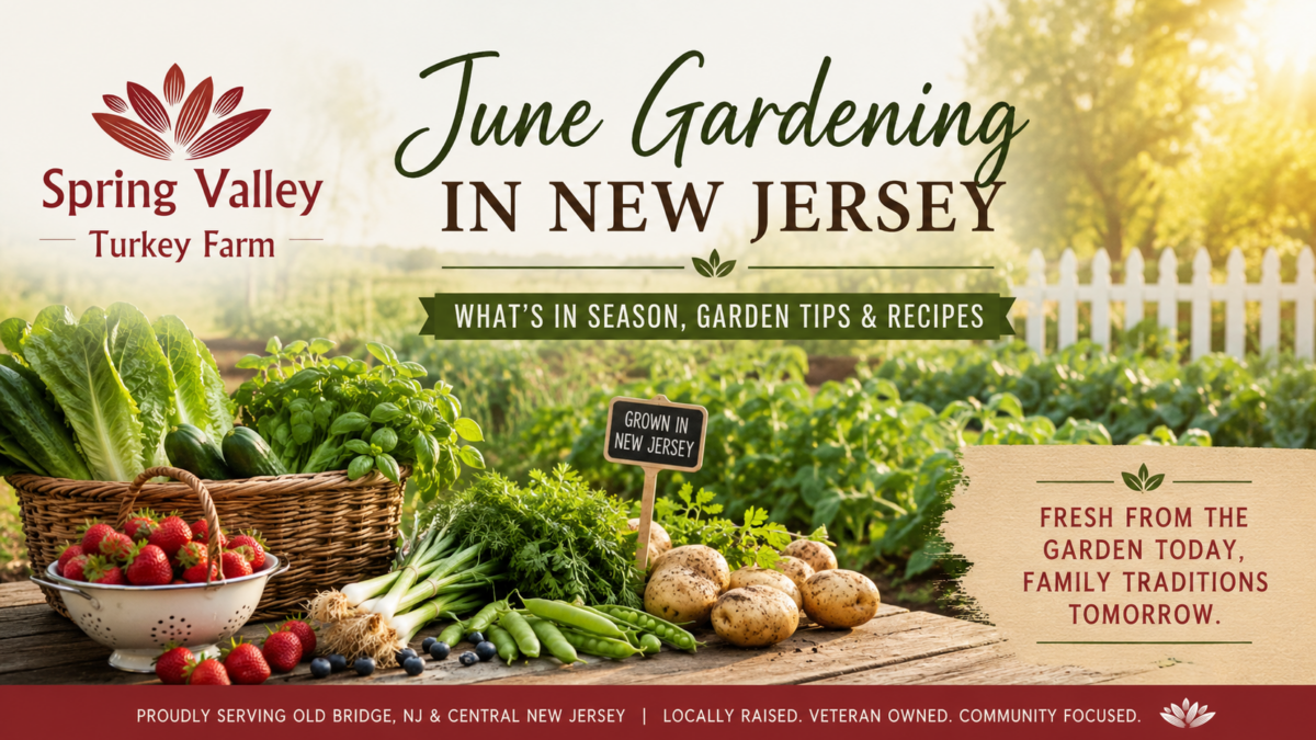 June gardening in New Jersey featuring fresh seasonal produce at Spring Valley Turkey Farm in Old Bridge, NJ