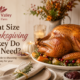 Roasted Thanksgiving turkey on an elegant fall table with the Spring Valley Turkey Farm logo and turkey size guide headline.