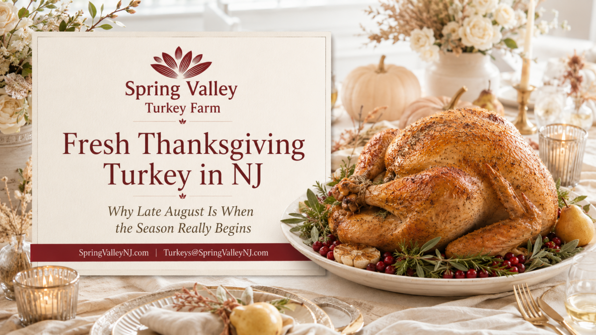 Fresh Thanksgiving turkey in NJ from Spring Valley Turkey Farm with an elegant fall Thanksgiving table setting