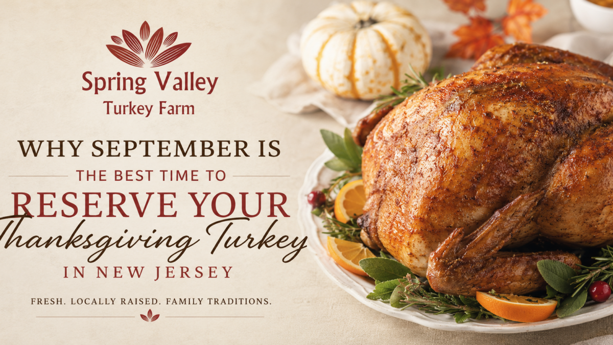 Spring Valley Turkey Farm Thanksgiving turkey reservation blog cover featuring a roasted turkey and fall decor.